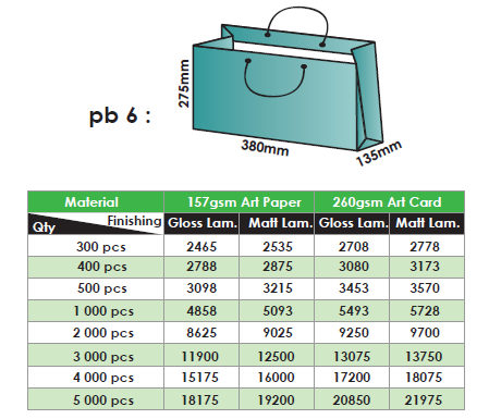 Full colour offset calendar and paper bag